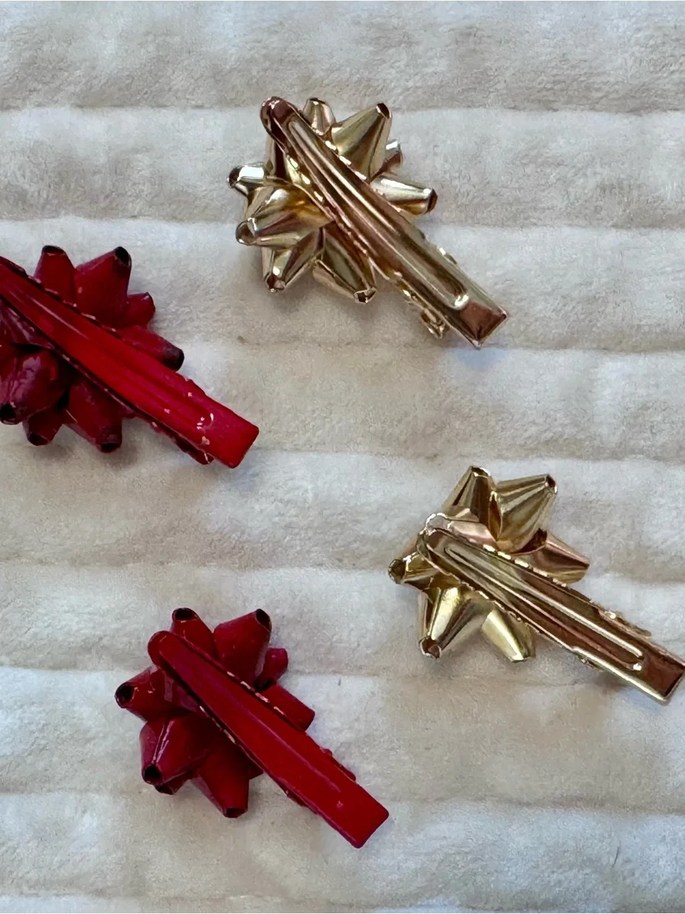 Festive Red & Gold Bow Hair Clips for Kids